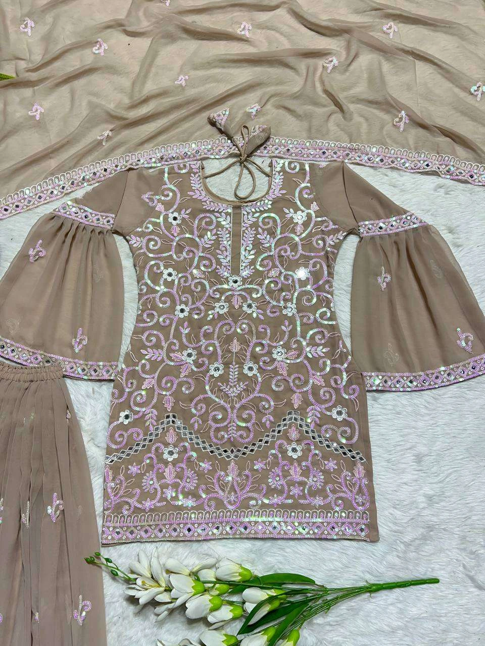 Vardan Ethnic Md 3003 Heavy Georgette Wholesale Designer Readymade Sharara Suit Catalog — Wholesale Salwar Suits, MPA wholesale from Surat - Gallery Image 5